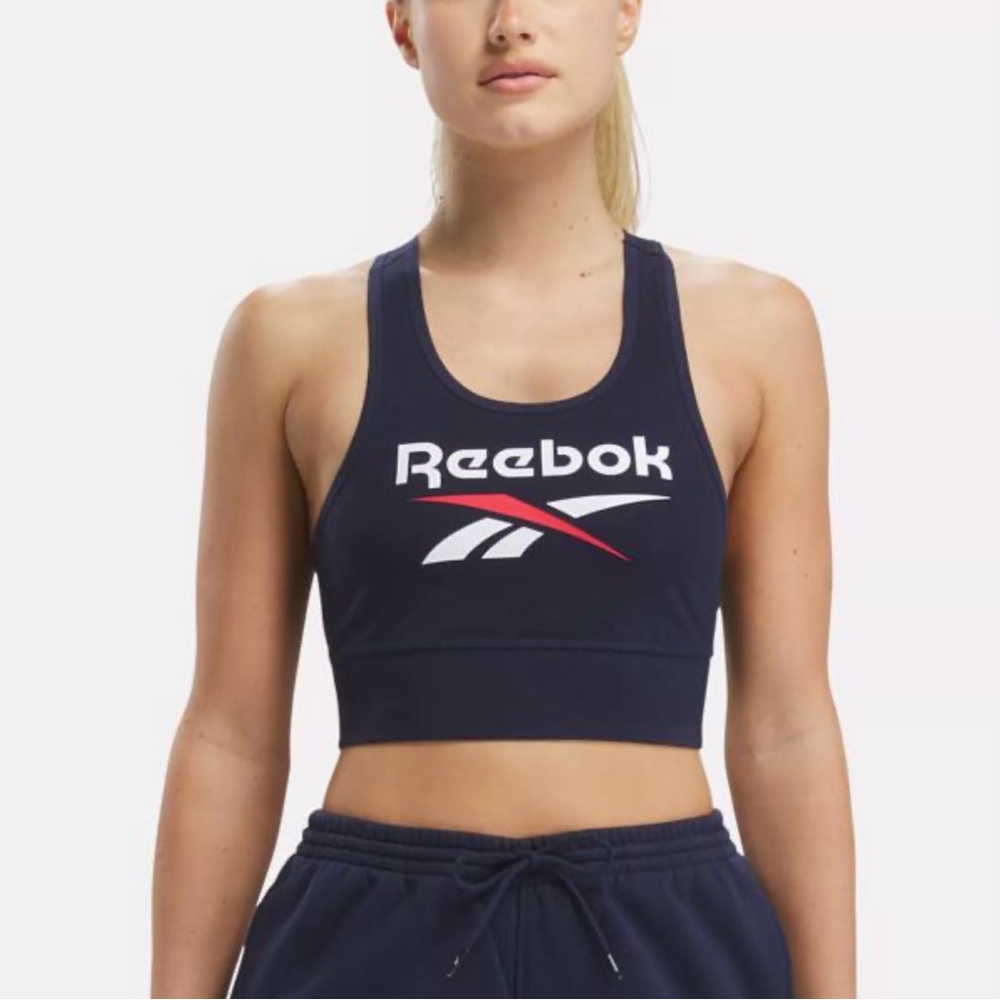 Reebok Navy Blue High Impact Sports Bra, Size S, Yoga Running Gym Top